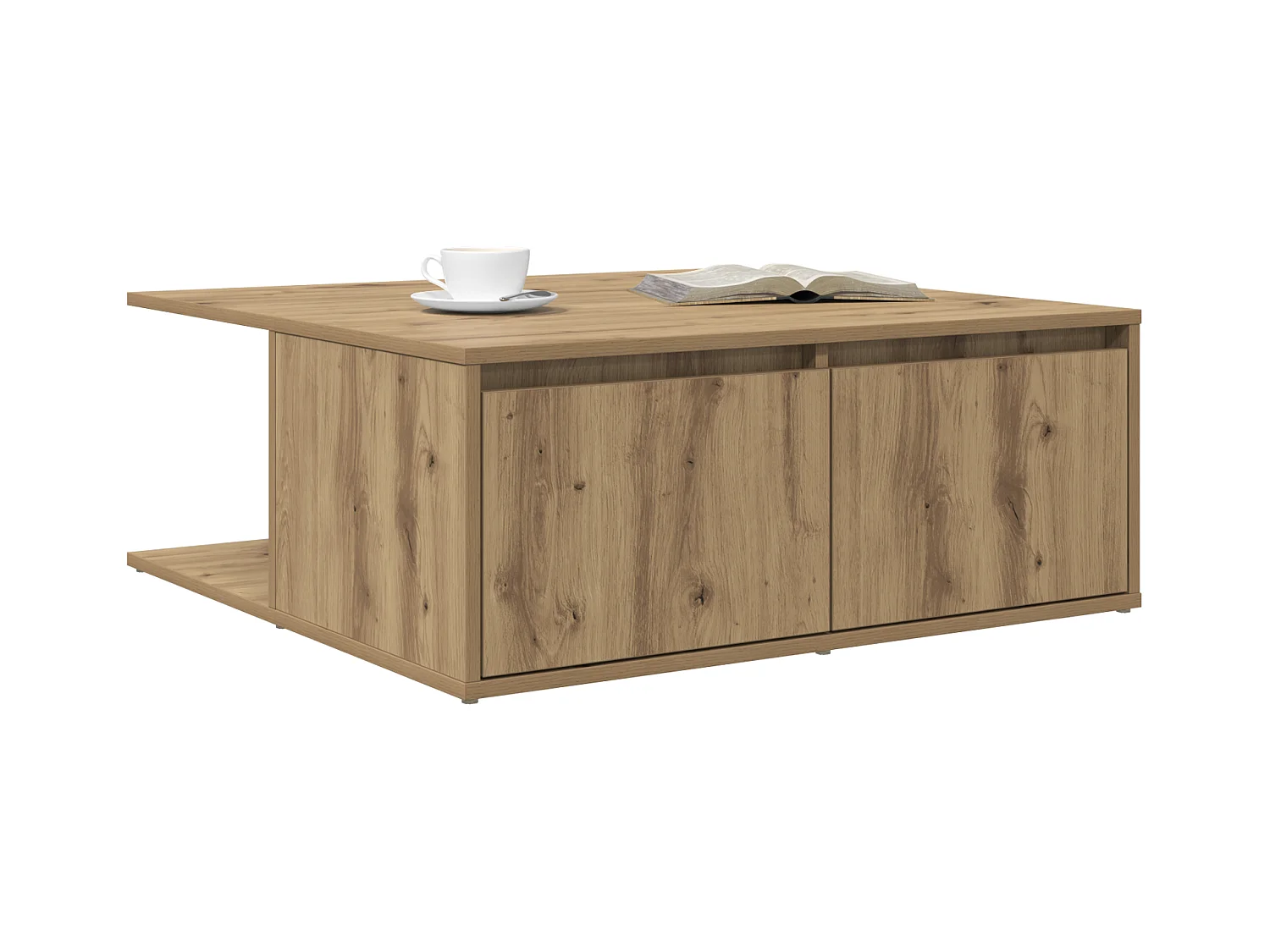 Table basse chêne artisanal 80 x 80 x 31 cm Bois d'ingénierie