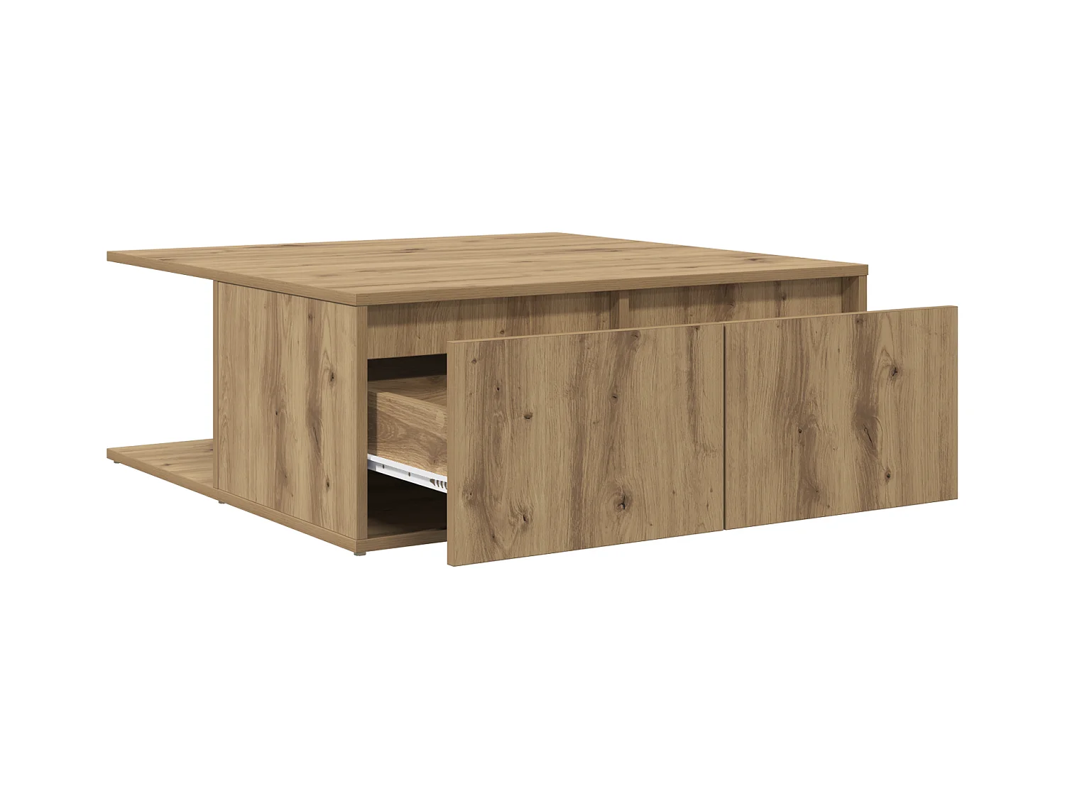 Table basse chêne artisanal 80 x 80 x 31 cm Bois d'ingénierie