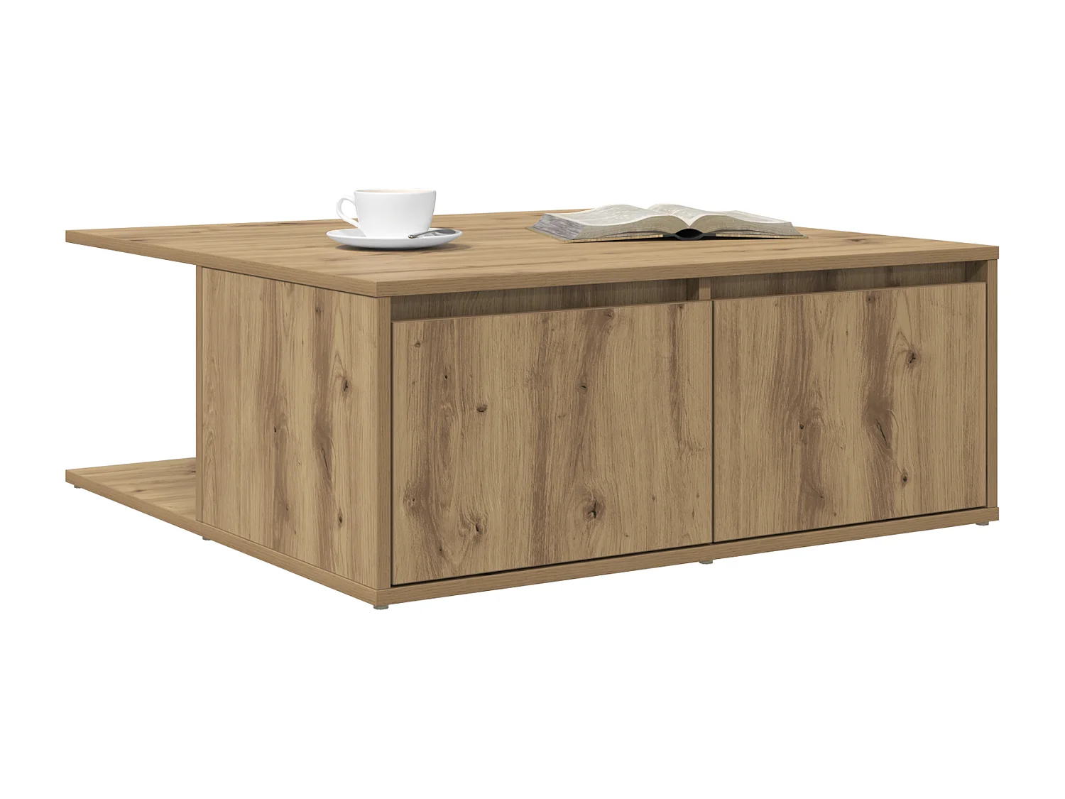 Table basse chêne artisanal 80 x 80 x 31 cm Bois d'ingénierie