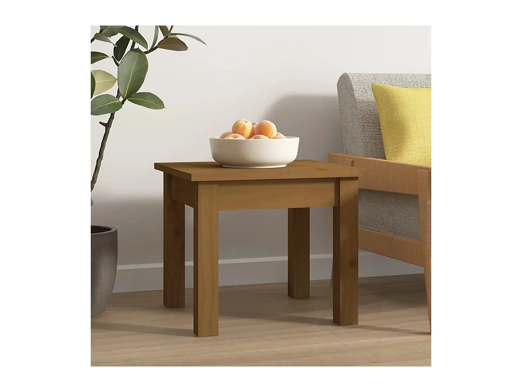 Table basse Marron miel 35x35x30 cm Bois massif de pin