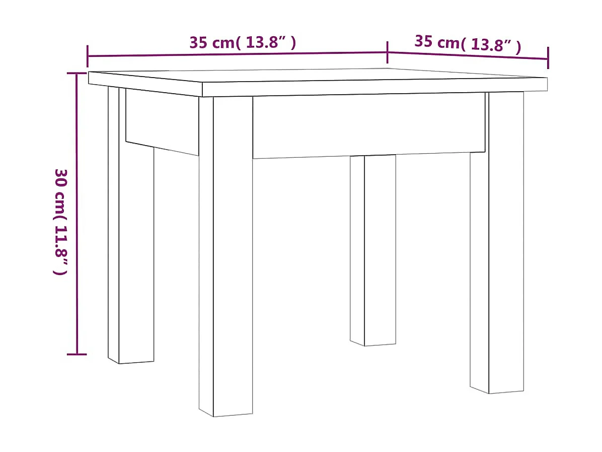 Table basse Marron miel 35x35x30 cm Bois massif de pin