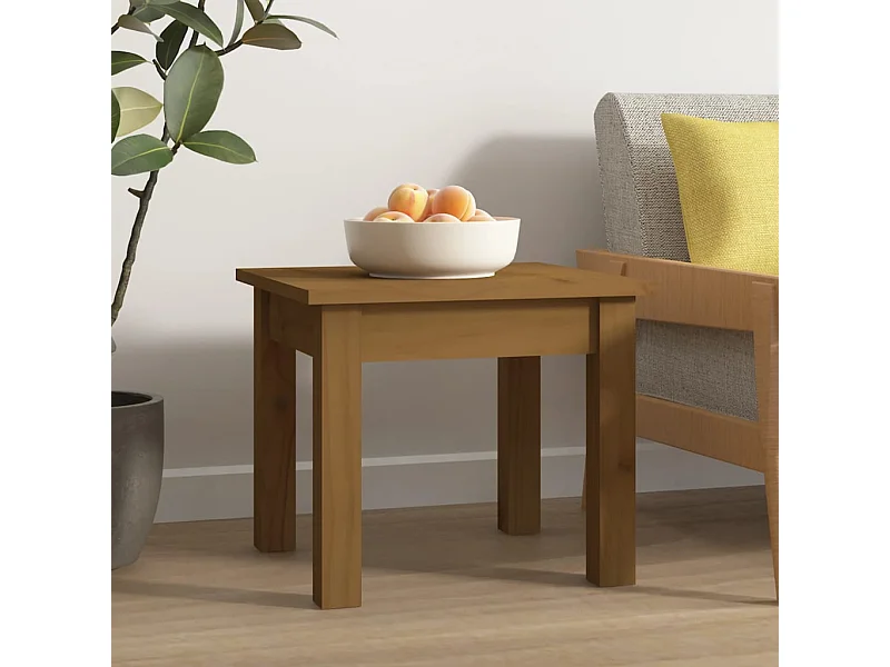 Table basse Marron miel 35x35x30 cm Bois massif de pin