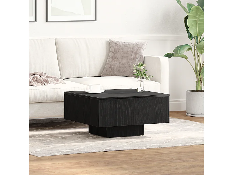 Table basse en chêne noir 60x60x31,5 cm en bois aggloméré