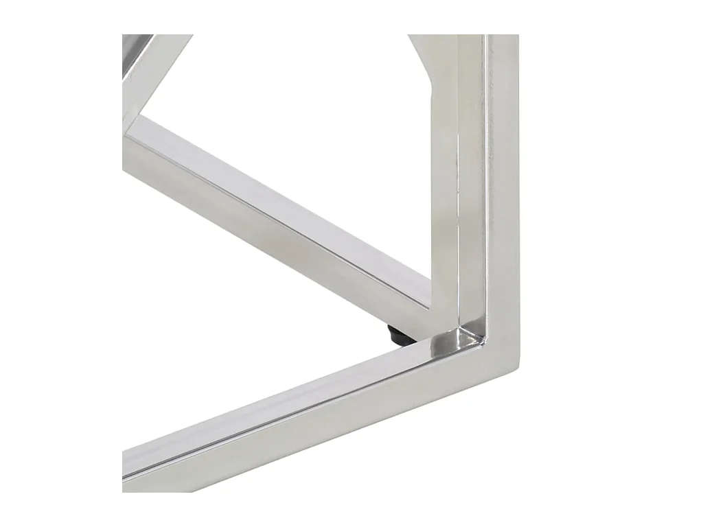 Zilveren salontafel van roestvrij staal en gehard glas