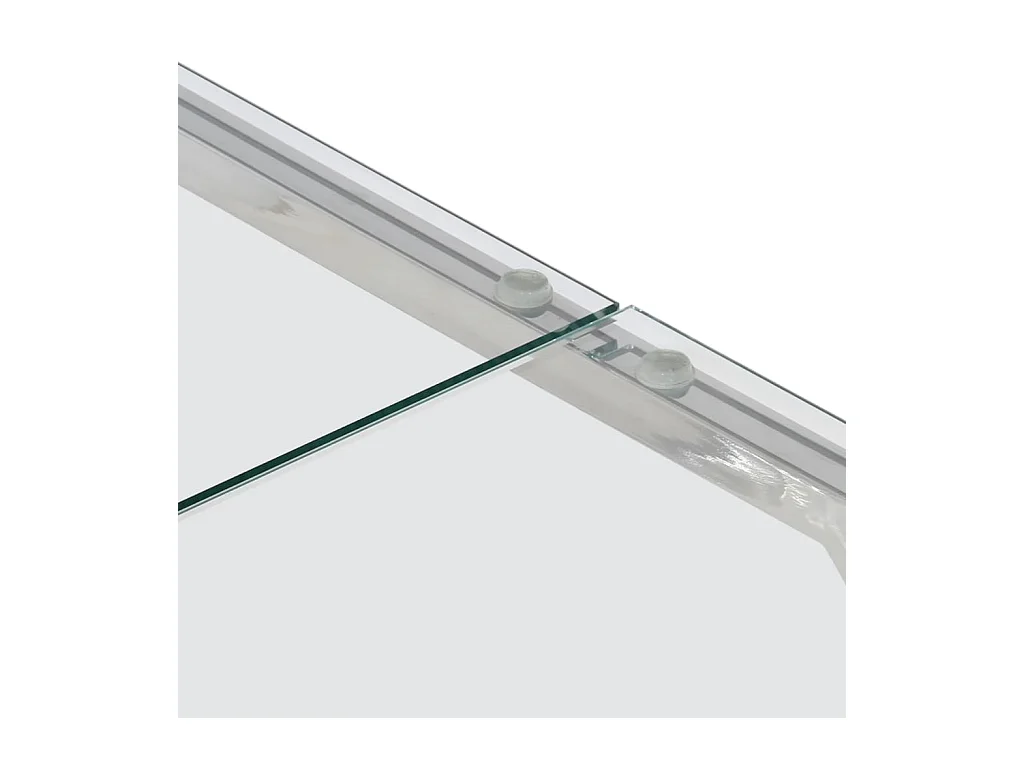 Zilveren salontafel van roestvrij staal en gehard glas
