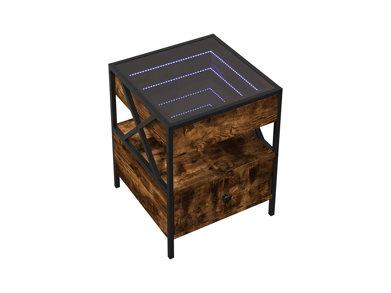 Table basse avec LED Infinity chêne fumé 40x40x51 cm