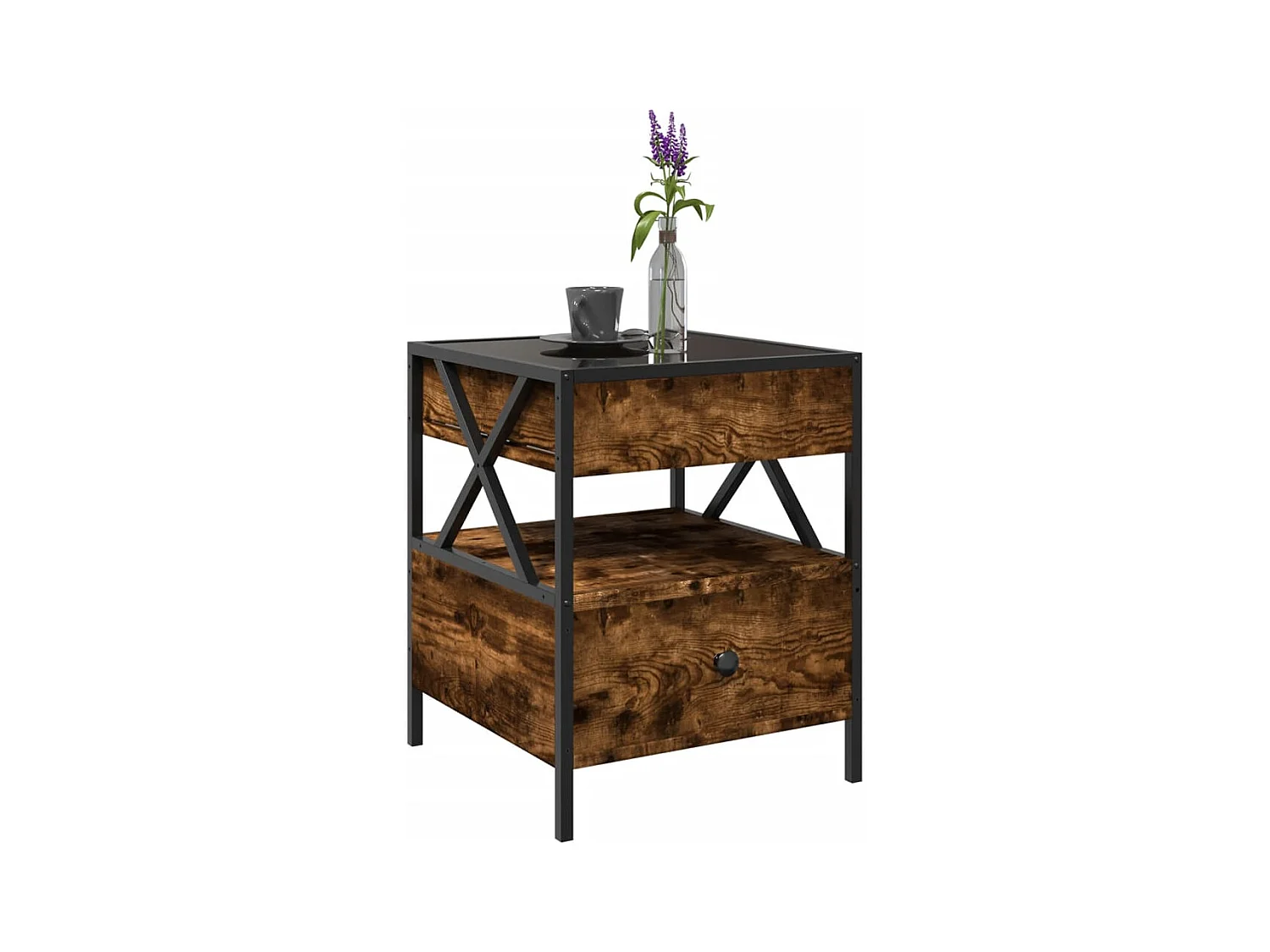 Table basse avec LED Infinity chêne fumé 40x40x51 cm