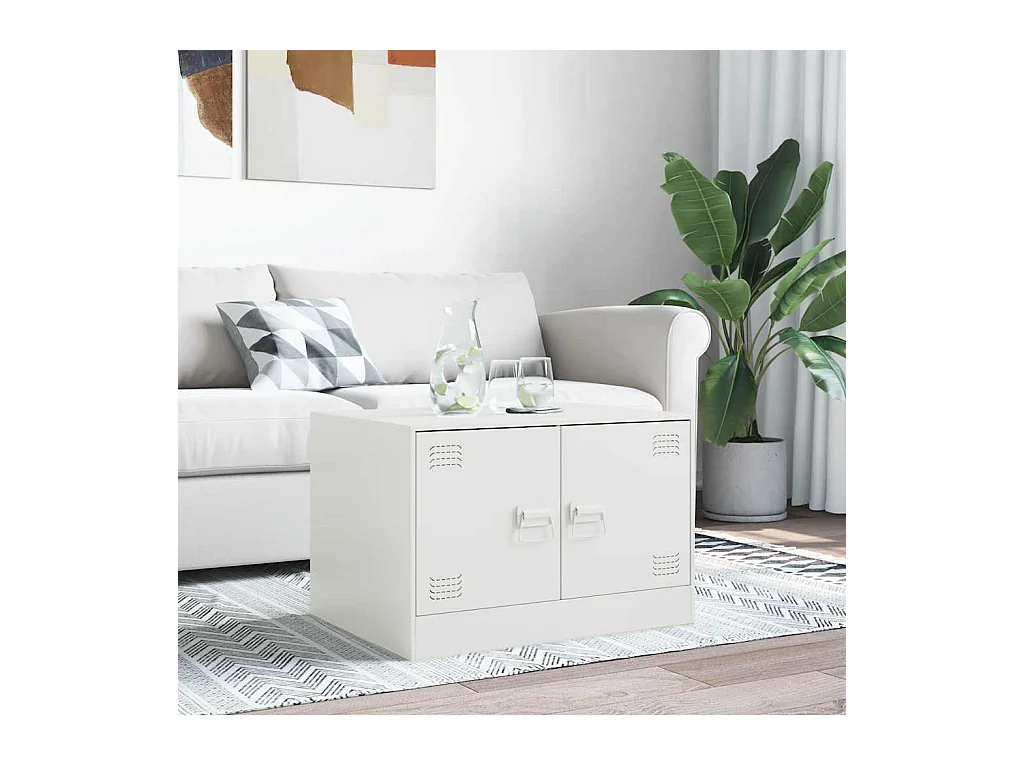 Table basse blanc 67x50x44 cm acier