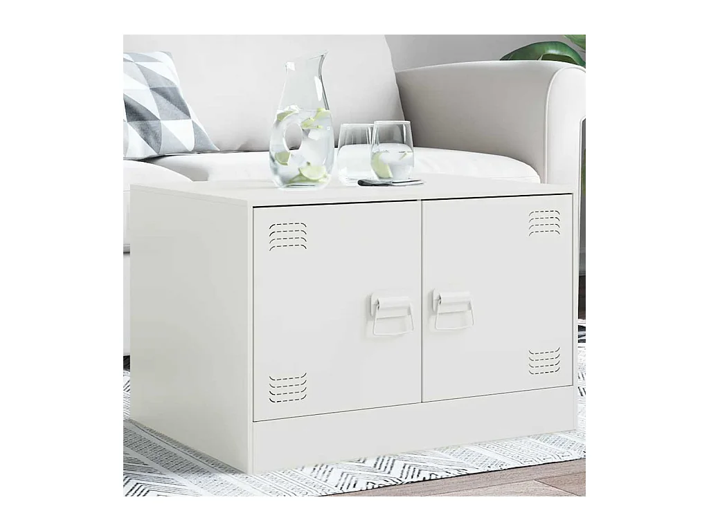 Tavolino bianco 67x50x44 cm in acciaio