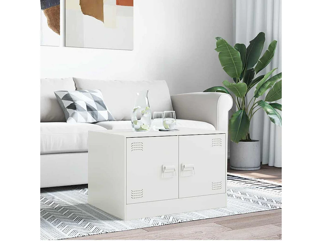 Table basse blanc 67x50x44 cm acier