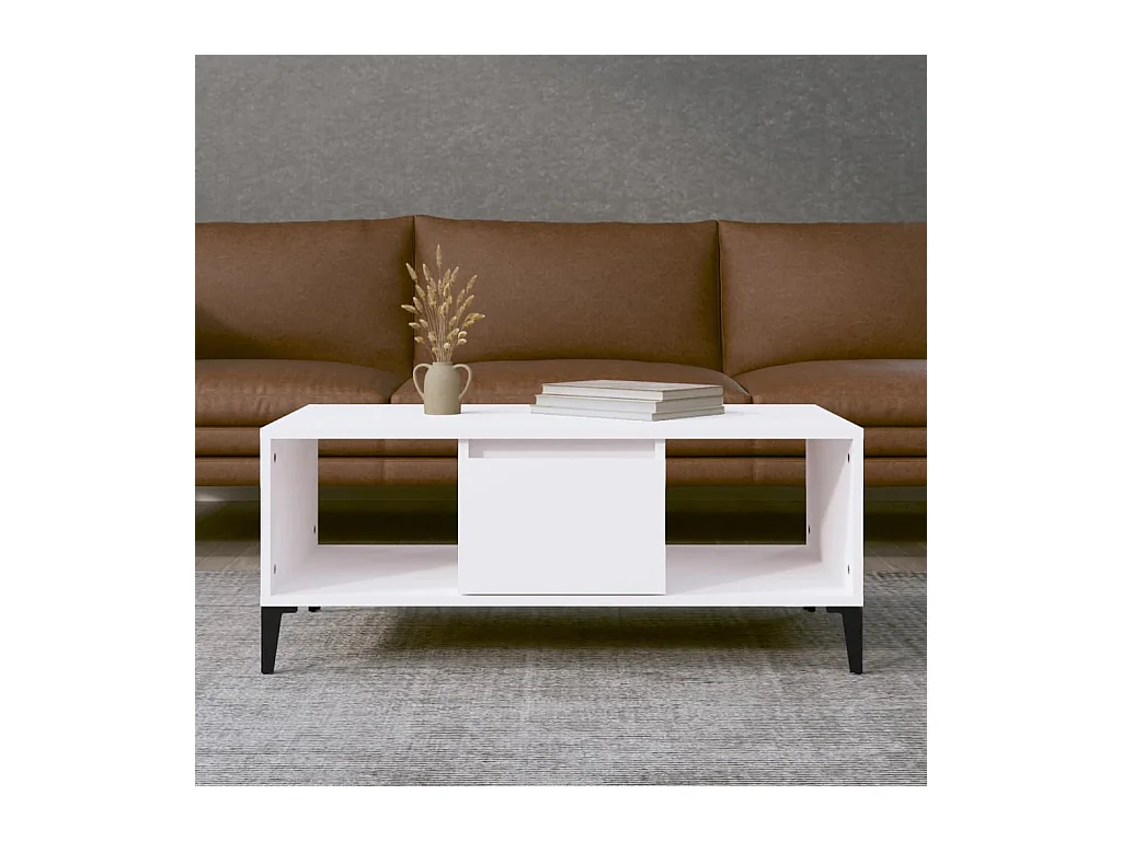 Table basse Blanc 90x50x36,5 cm Bois d'ingénierie