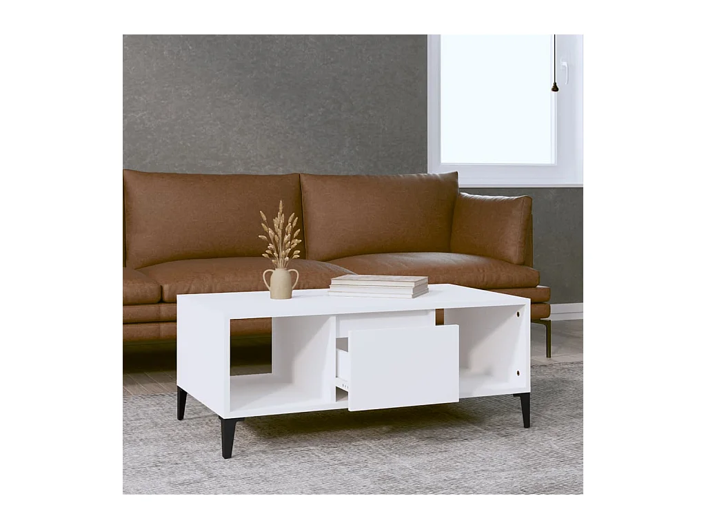 Table basse Blanc 90x50x36,5 cm Bois d'ingénierie