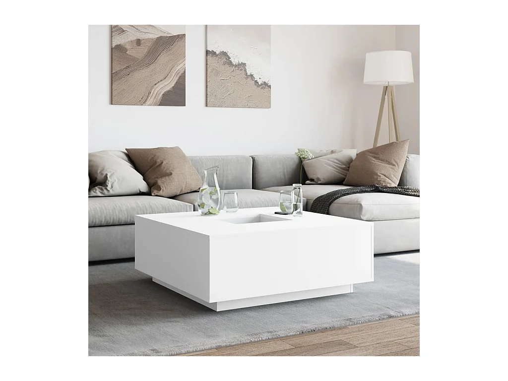 Table basse blanc 100x100x40 cm bois d'ingénierie