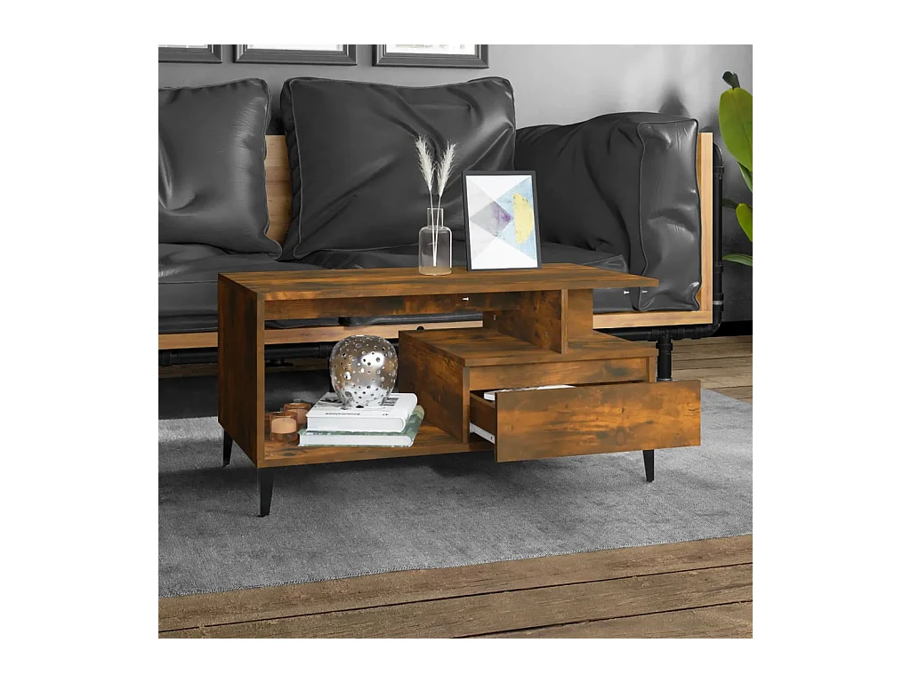 Table basse Chêne fumé 90x49x45 cm Bois d'ingénierie