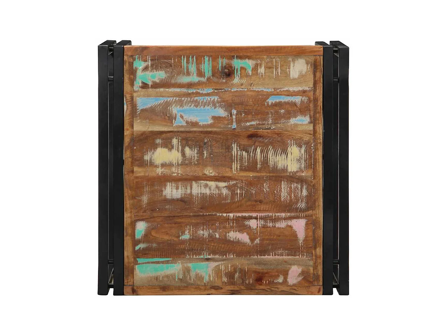 Table basse multicolore 50x50x35 cm bois de récupération massif