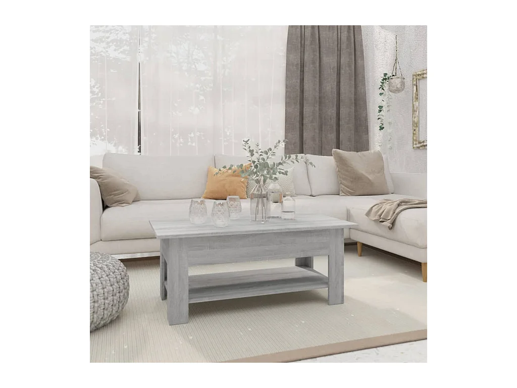 Table basse sonoma gris 102x55x42 cm bois d'ingénierie