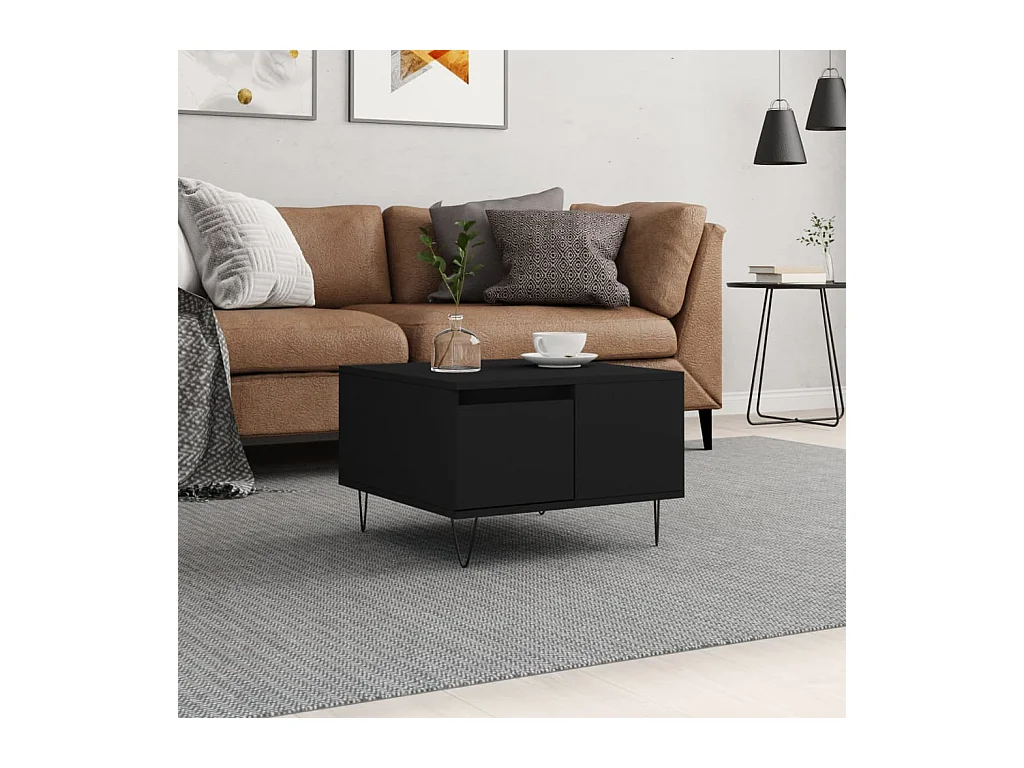 Table basse noir 55x55x36,5 cm bois d'ingénierie