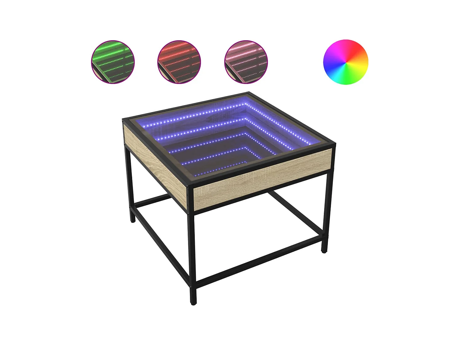 Tavolino con LED infinito rovere Sonoma 50x50x41 cm