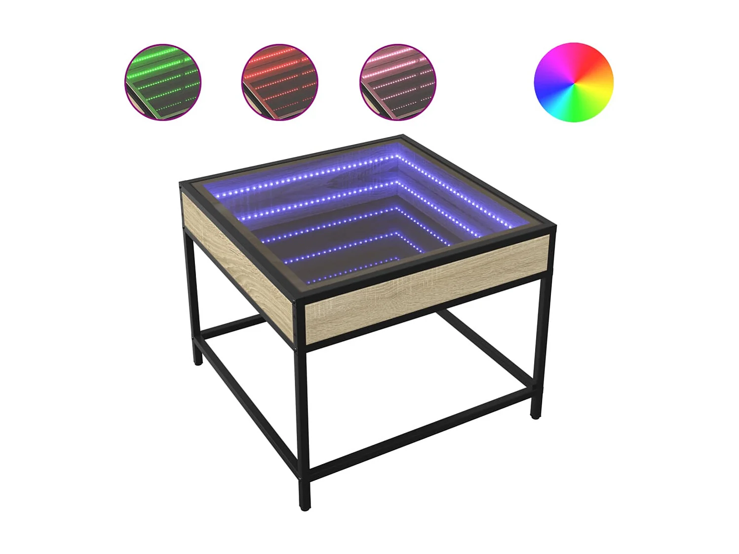 Tavolino con LED infinito rovere Sonoma 50x50x41 cm