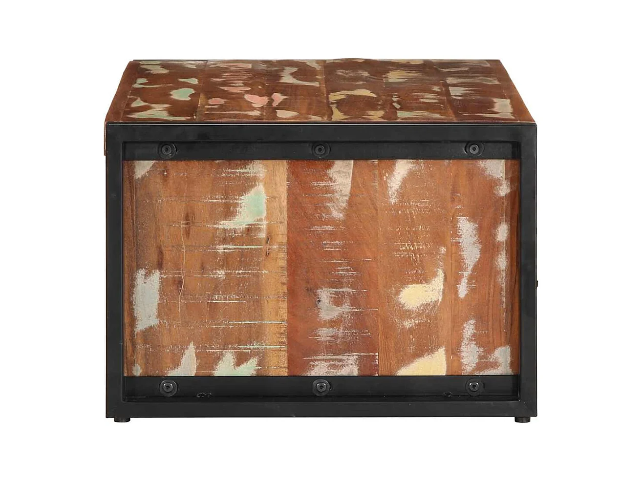 Table basse multicolore 90x50x36 cm bois de récupération massif