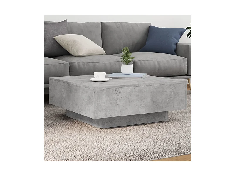 Mesa de centro con luces LED, gris hormigón, 80x80x31 cm