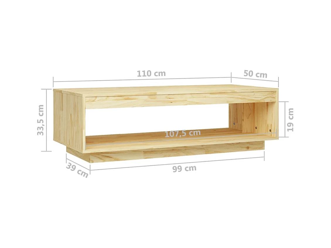 Table basse 110x50x33,5 cm bois de pin massif