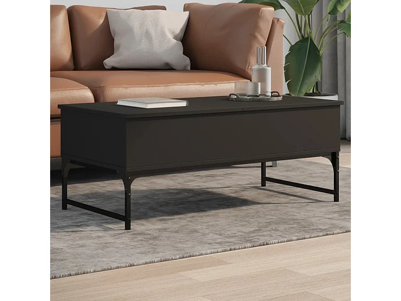 Tavolino nero 100x50x40 cm in legno ingegnerizzato e metallo