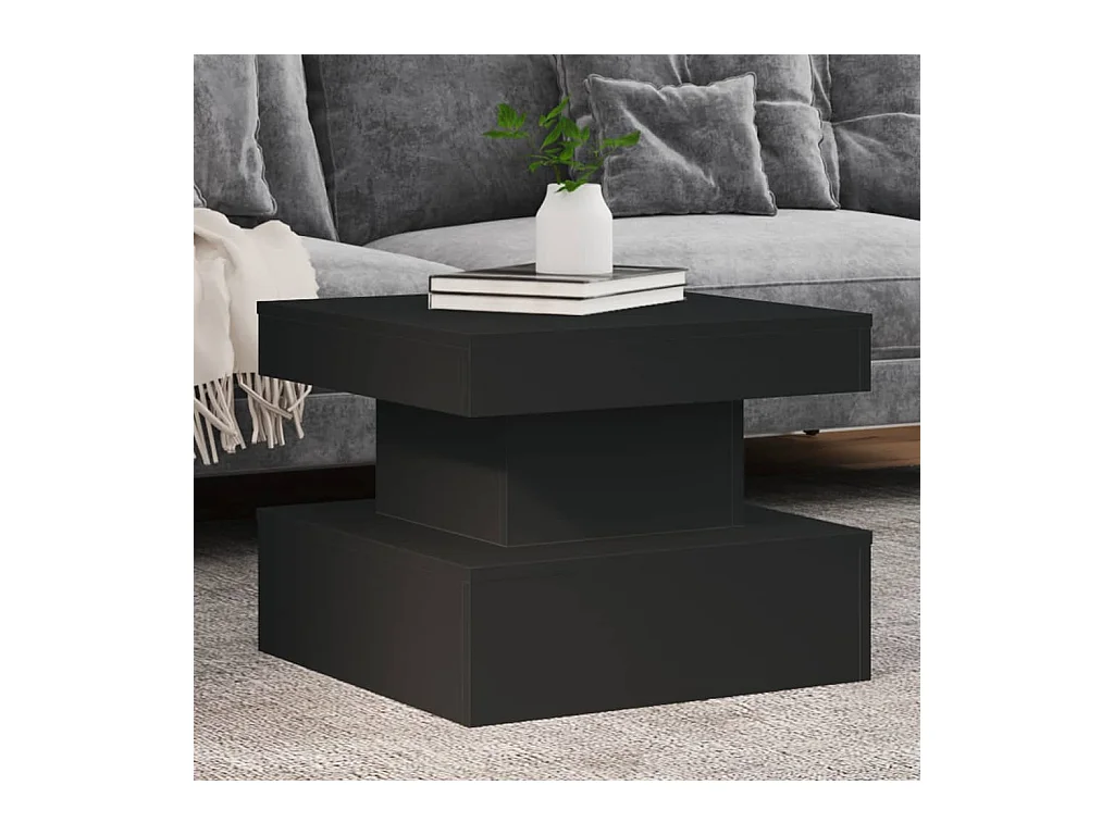 Mesa de centro con luces LED negra 50x50x40 cm