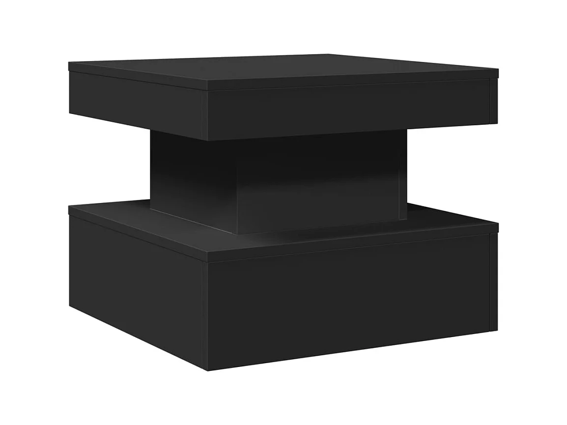 Mesa de centro con luces LED negra 50x50x40 cm