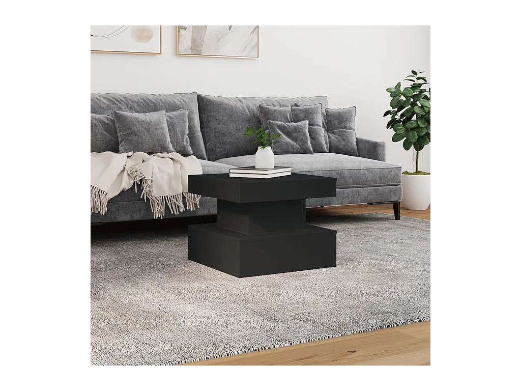 Mesa de centro con luces LED negra 50x50x40 cm