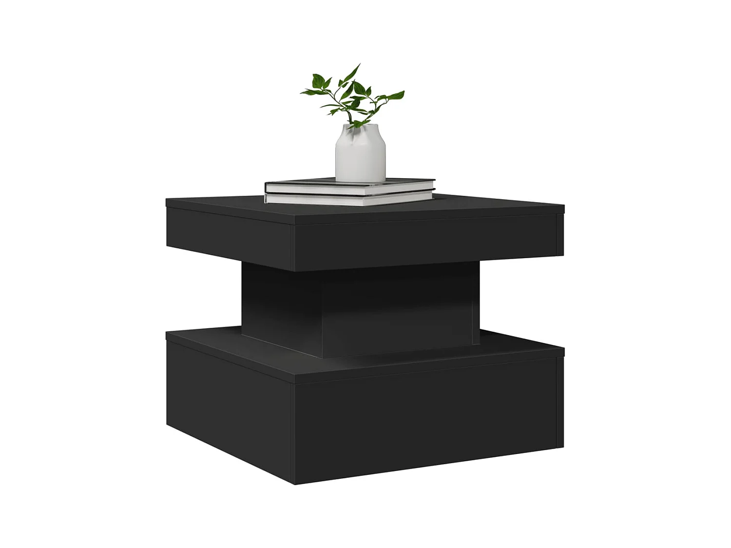 Mesa de centro con luces LED negra 50x50x40 cm