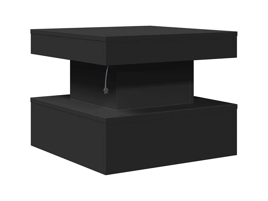 Mesa de centro con luces LED negra 50x50x40 cm