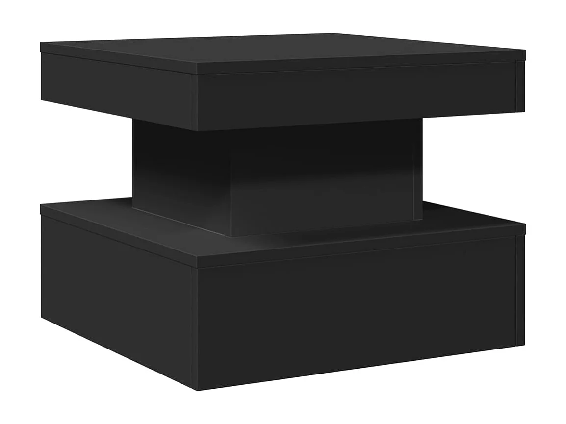 Mesa de centro con luces LED negra 50x50x40 cm