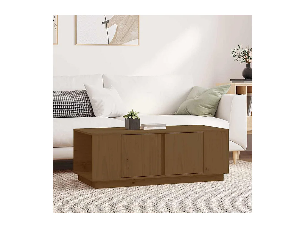 Table basse Marron miel 110x50x40 cm Bois massif de pin