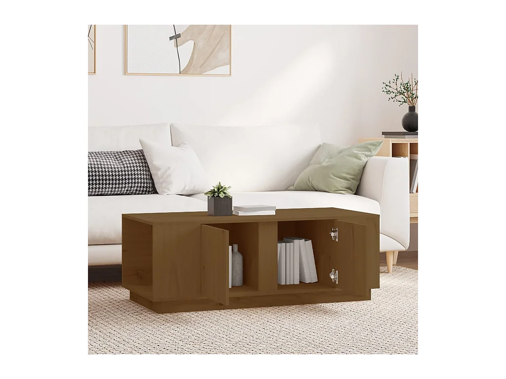 Table basse Marron miel 110x50x40 cm Bois massif de pin