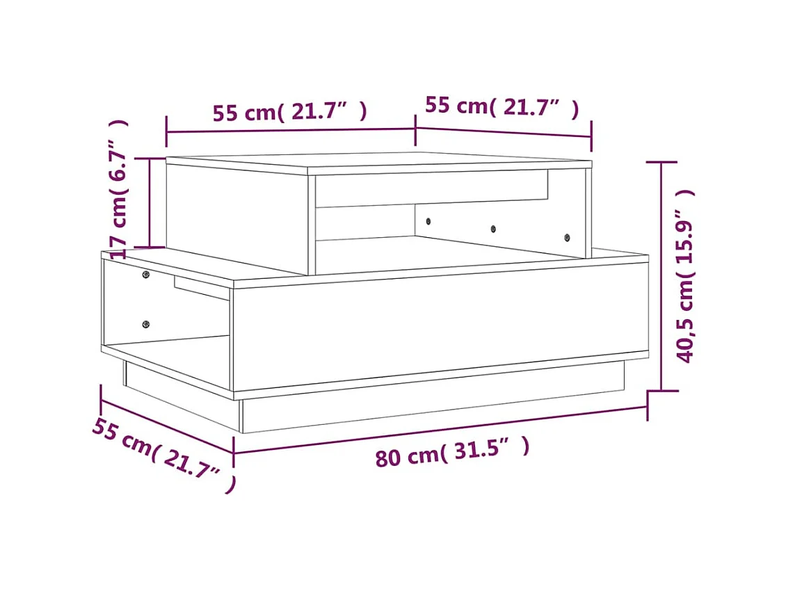 Table basse 80x55x40,5 cm Bois massif de pin