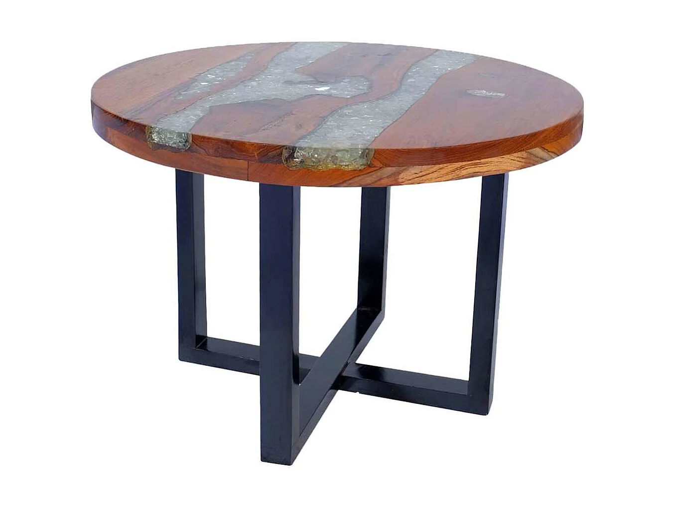 Mesa de centro de resina de teca de 60 cm