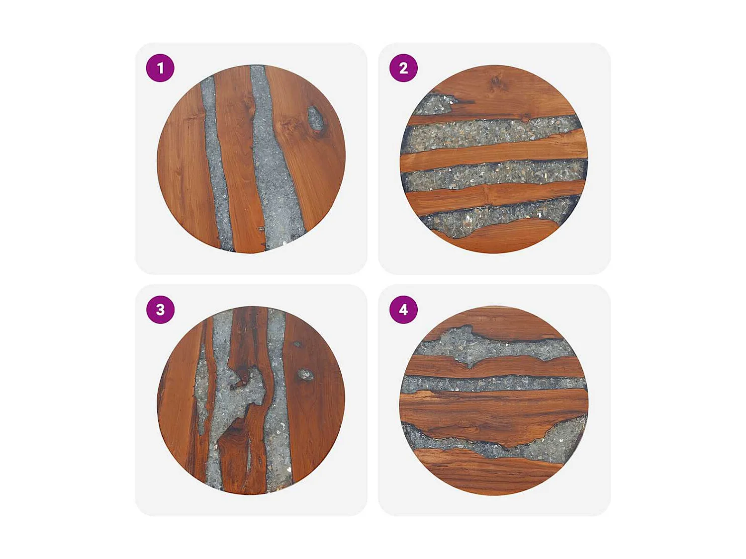 Mesa de centro de resina de teca de 60 cm