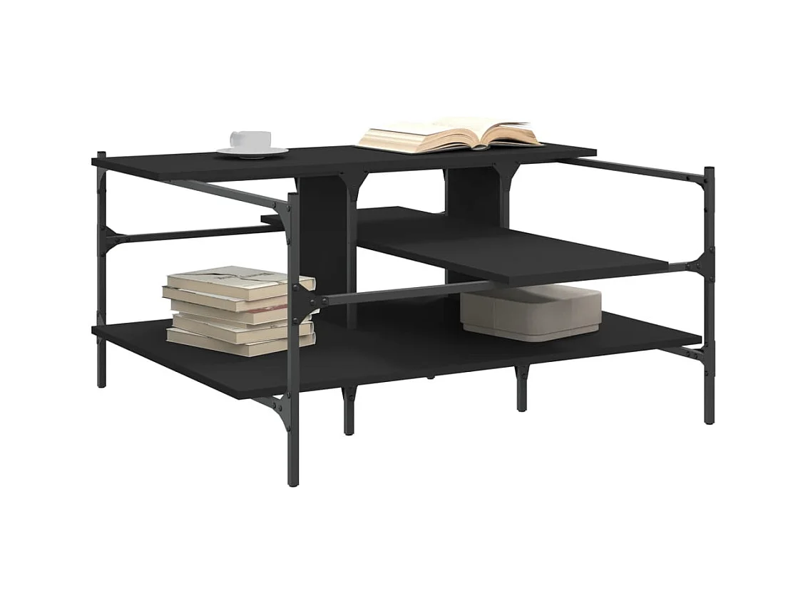 Table basse noir 100x100x48,5 cm bois d'ingénierie