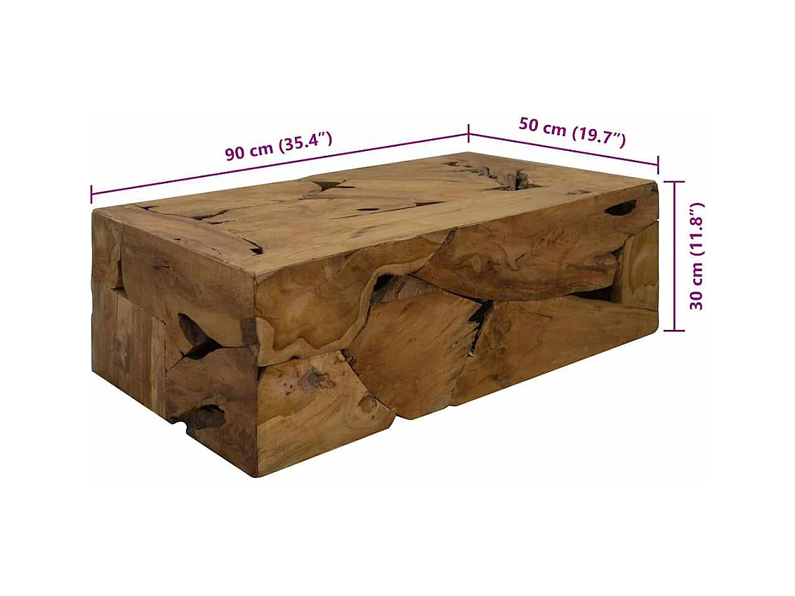 Table basse 90x50x30 cm Teck véritable Marron