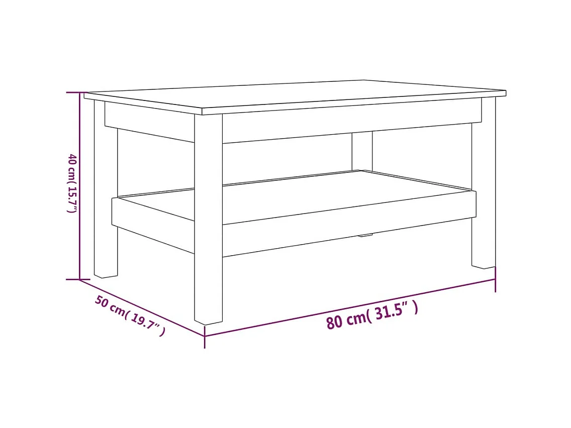Table basse 80x50x40 cm Bois massif de pin