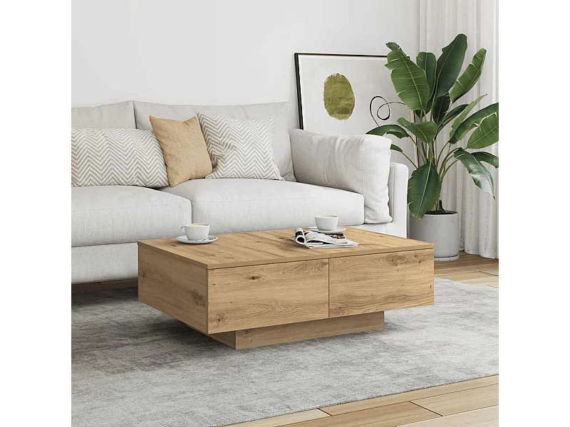 Handgemaakte eikenhouten salontafel 90x60x31 cm bewerkt hout