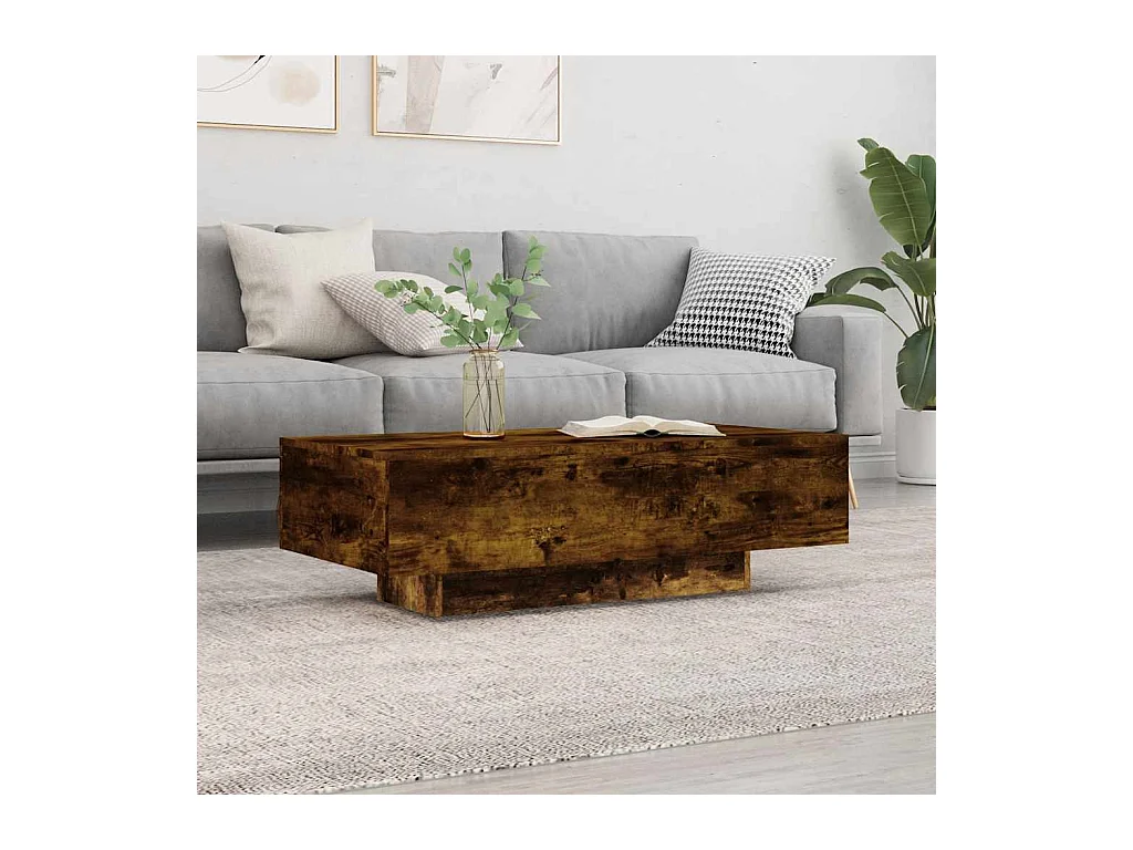 Mesa de centro de roble ahumado 100x49,5x31 cm madera de ingeniería