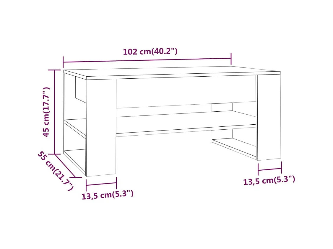 Table basse blanc 102x55x45 cm bois d'ingénierie