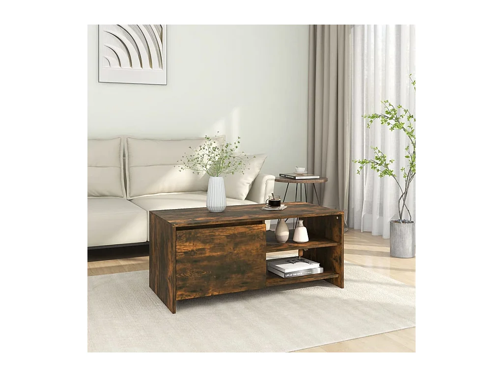 Table basse Chêne fumé 102x50x45 cm Bois d'ingénierie