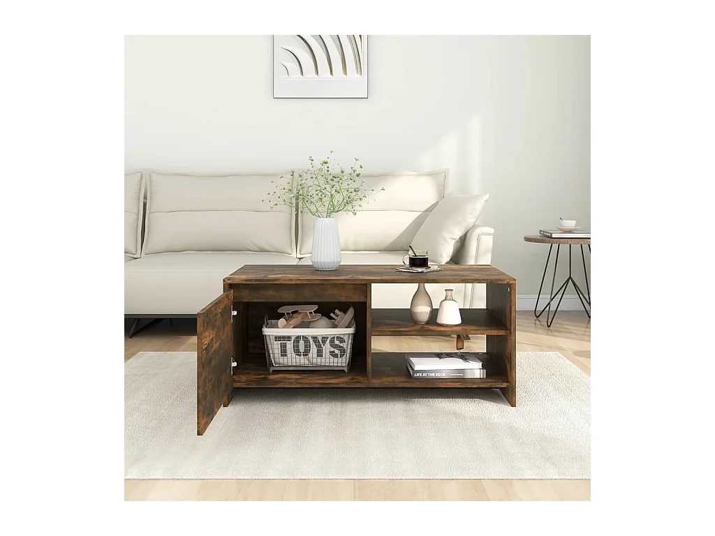 Table basse Chêne fumé 102x50x45 cm Bois d'ingénierie