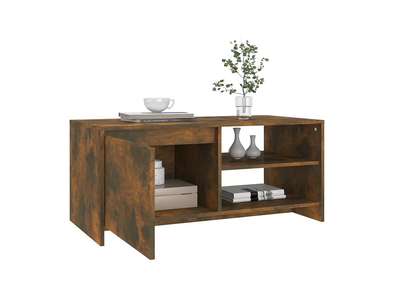 Table basse Chêne fumé 102x50x45 cm Bois d'ingénierie