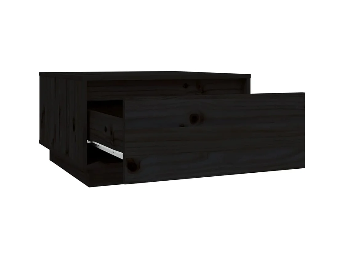 Table basse Noir 55x56x32 cm Bois massif de pin