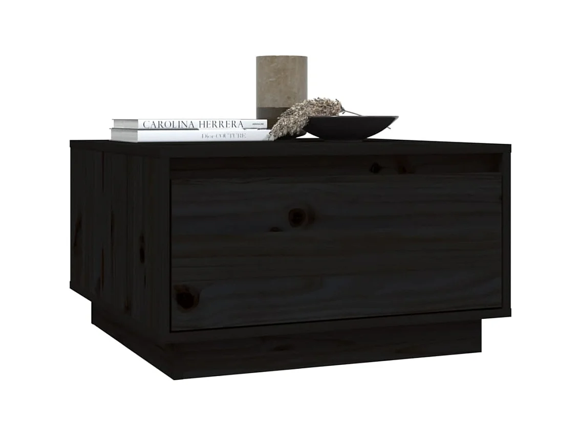 Table basse Noir 55x56x32 cm Bois massif de pin