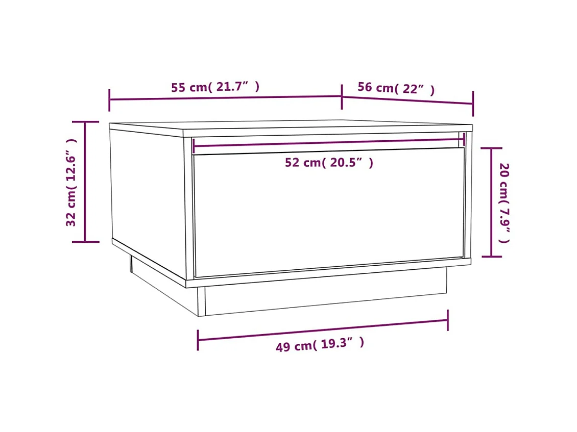 Table basse Noir 55x56x32 cm Bois massif de pin